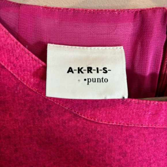 AKRIS PUNTO Sz 14 Sunset City Crew Neck Lined Pockets Over the Knee Zipper Dress - Picture 3 of 8